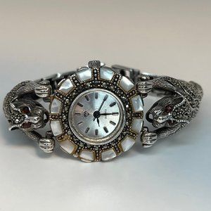 Ladies Vintage Sterling Figural Jaguar Watch
